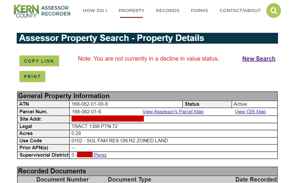 A screenshot of the search tool that can perform a free search for property data.